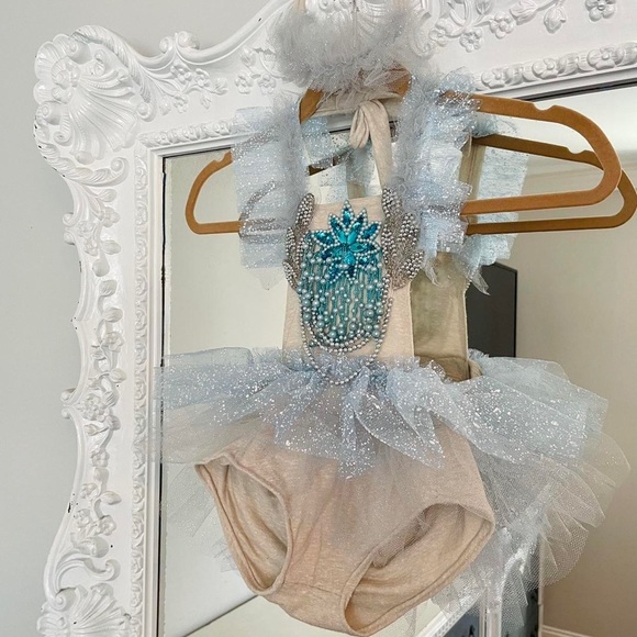 New York Couture Handmade BABY Girl ELSA FROZEN ICE QUEEN Party Romper Dress - Picture 4 of 5